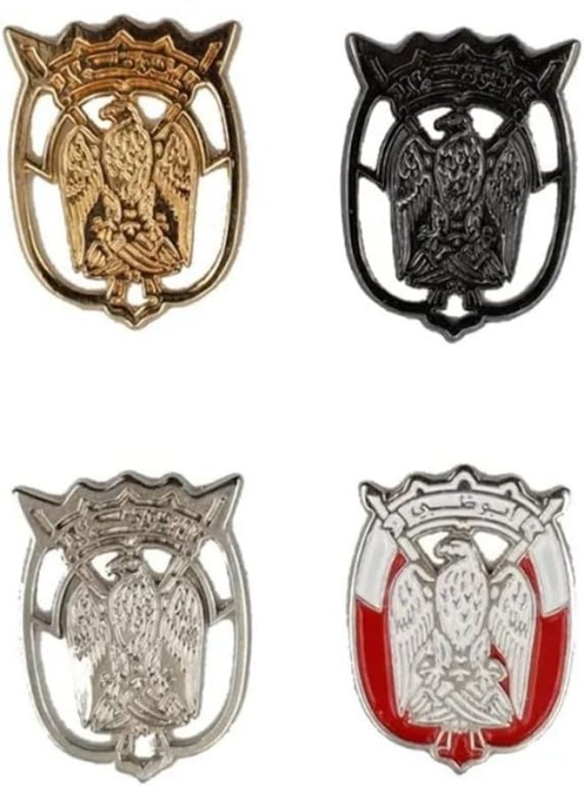 الإمارات العربية المتحدة، أبوظبي، 4 قطع، ملصقات ثنائية الأبعاد بتصميمات شعارات متنوعة، شارة معدنية 4 سم - Image 1